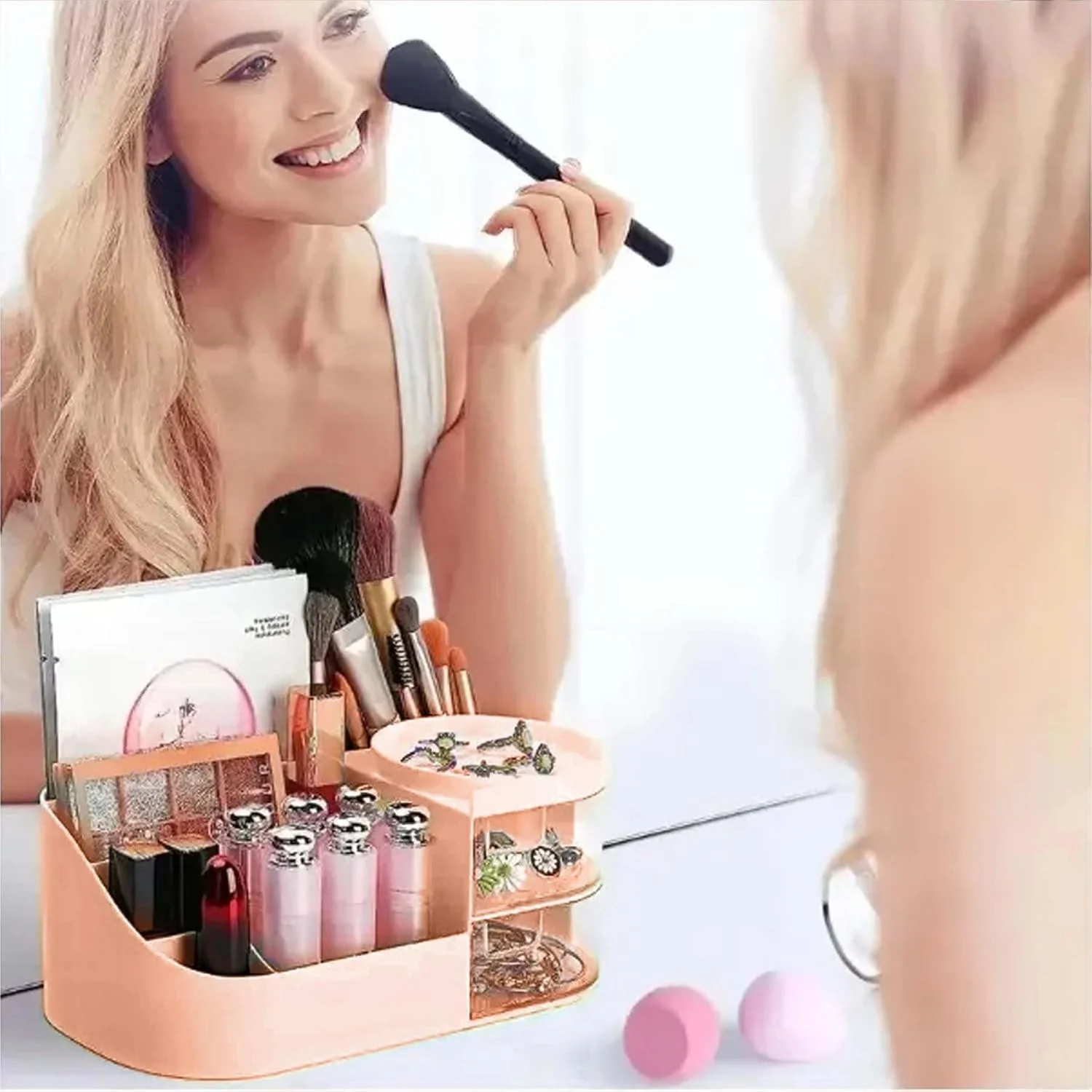 1pc Rotating Cosmetic Organizer-Pink - Image 6