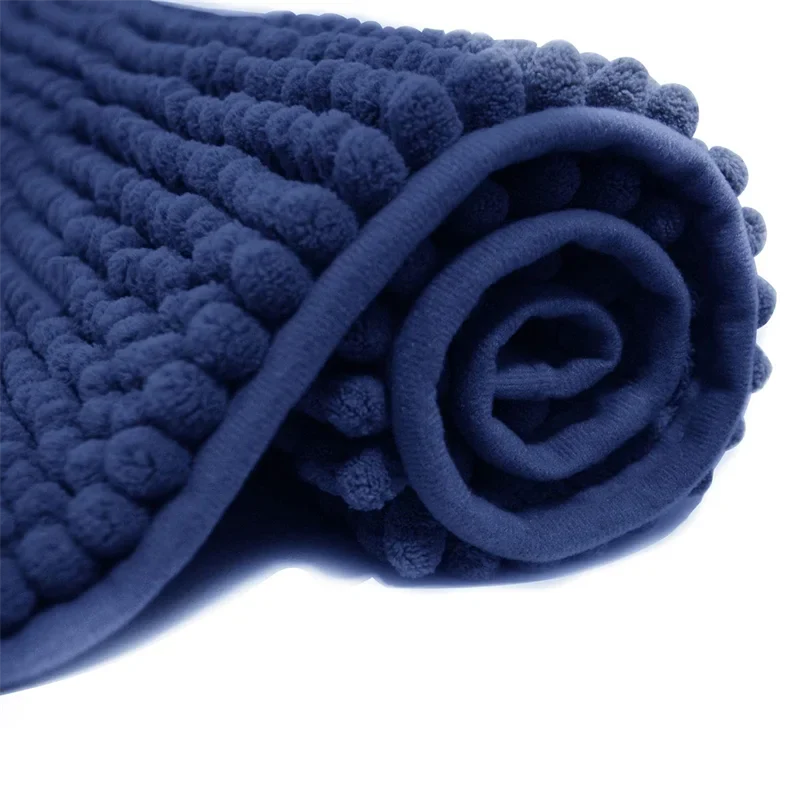 2 PCs Microfiber Anti Slip Commode Mat Set-Navy blue - Image 2