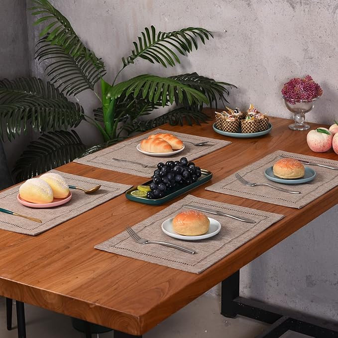 2PCs Rectangular Shape Placemats-5852 (SA2405-252)Brown - Image 2