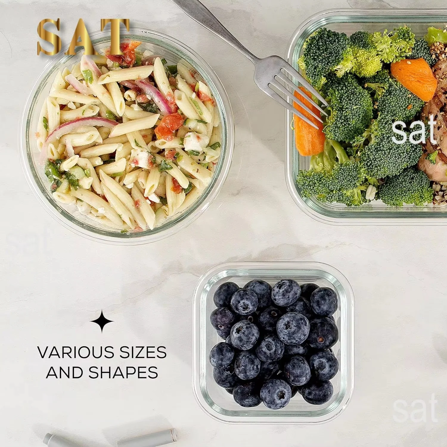 3 Pack Round Food Storage Containers With Lid-SA2408-291 - Image 2