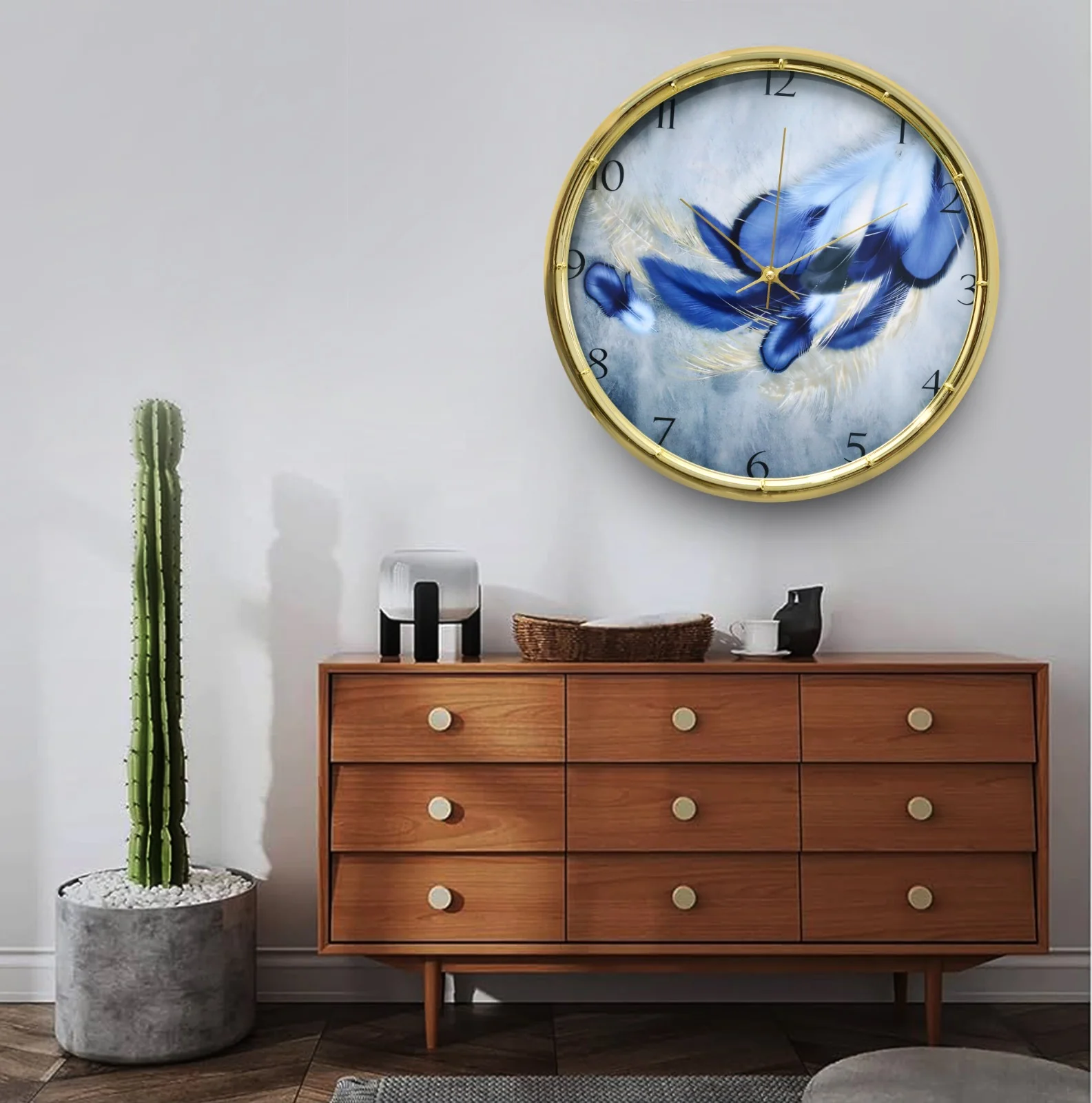35 Cm Wall Clock-Feathers