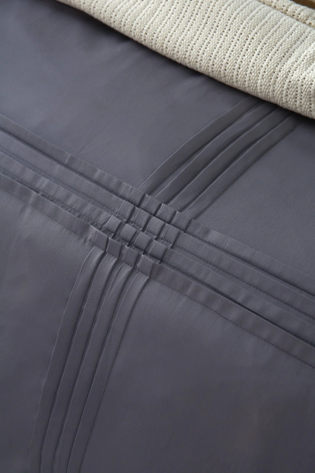 6 PCs Luxury Satin Dyed Duvet Cover Set-Grey - Image 9