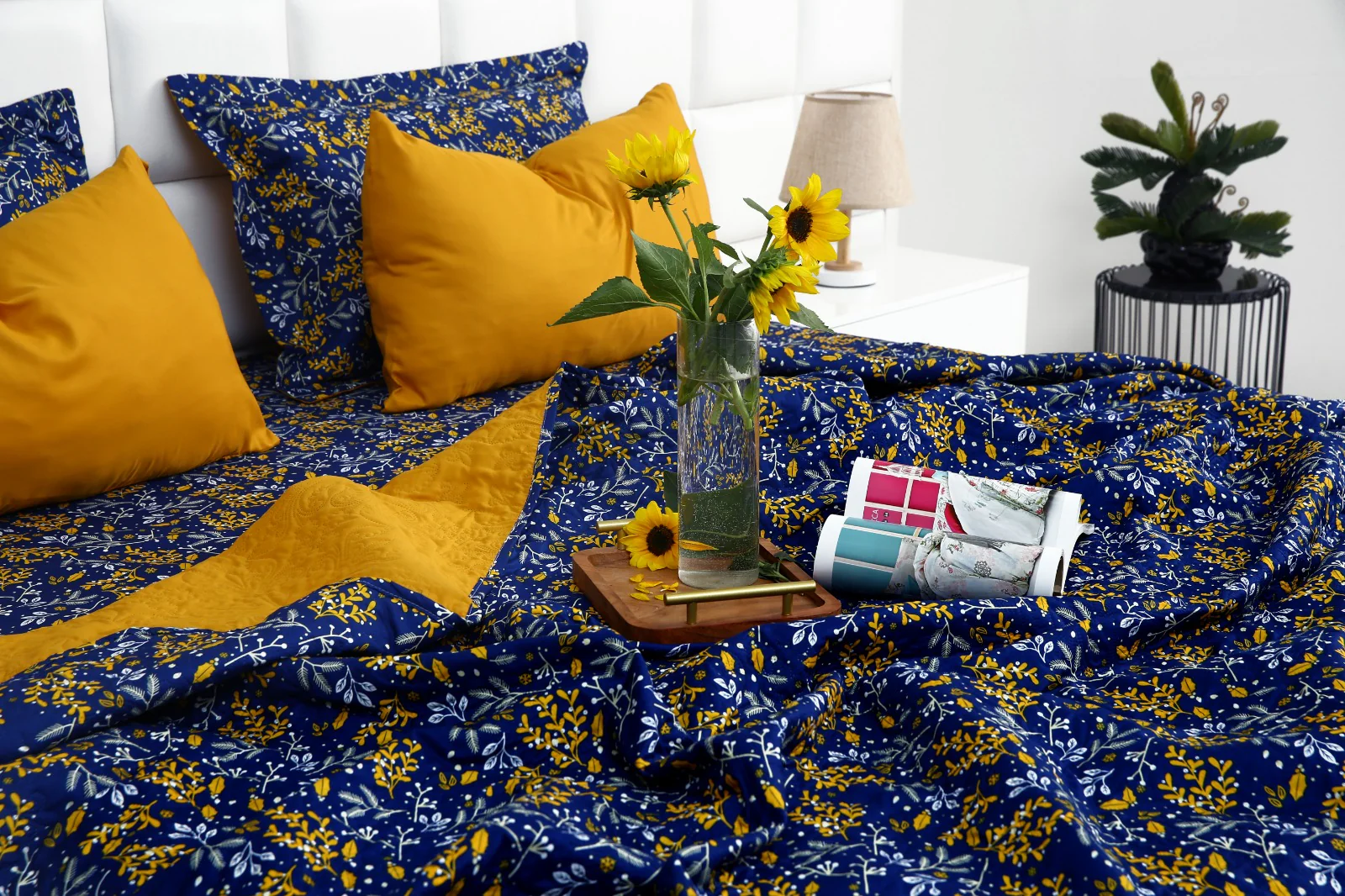 6 PCs Printed Bed Spread Set-Daffodil - Image 6