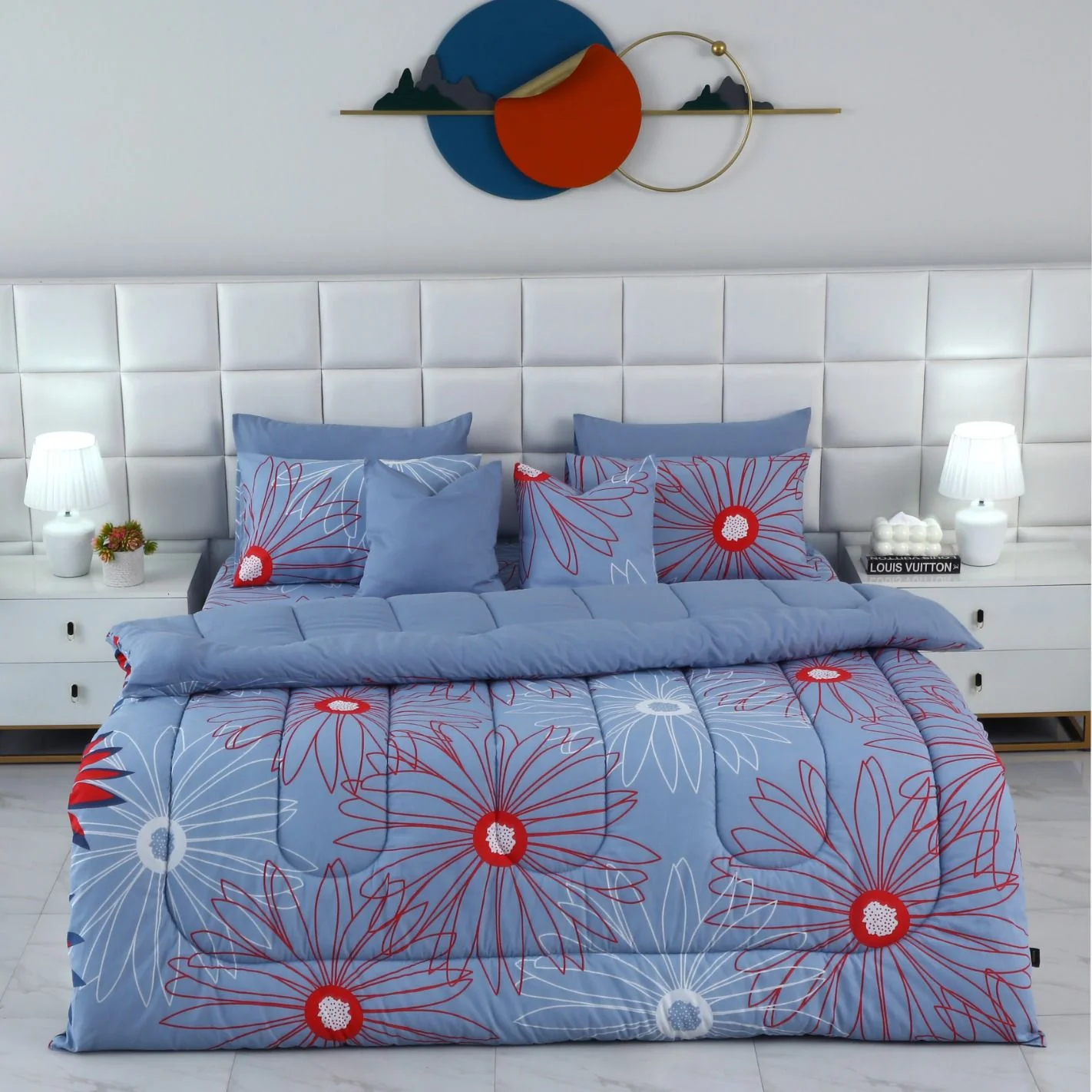 8 PCs Winter Razai Set-Wine Rose