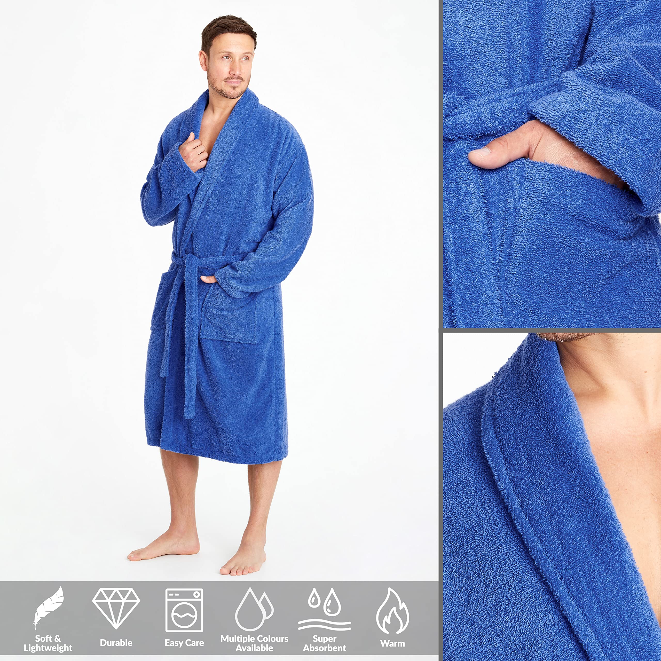 Cotton Bathrobe - Royal Blue - Image 2