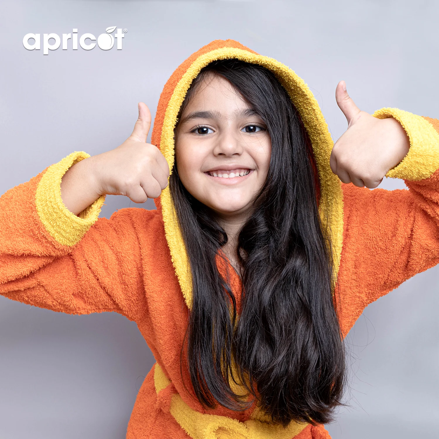 Cotton Kid's Bathrobe-Orange Over Yellow - Image 4