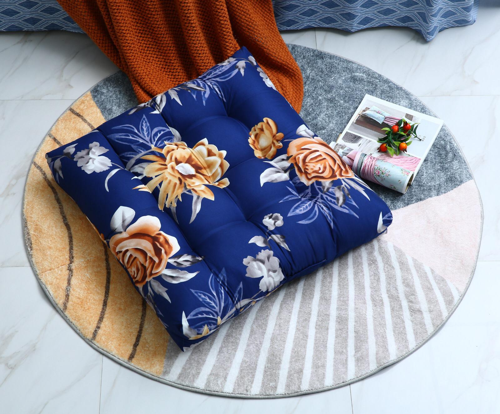 Digital Printed Square Floor Cushions-Ethnic Flowers - Image 4