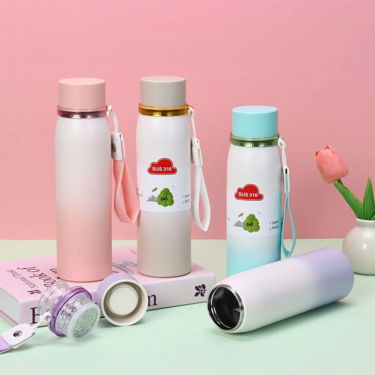 Double-Wall Stainless Steel Insulated Water Bottle(SA2408-219)Aqua - Image 3