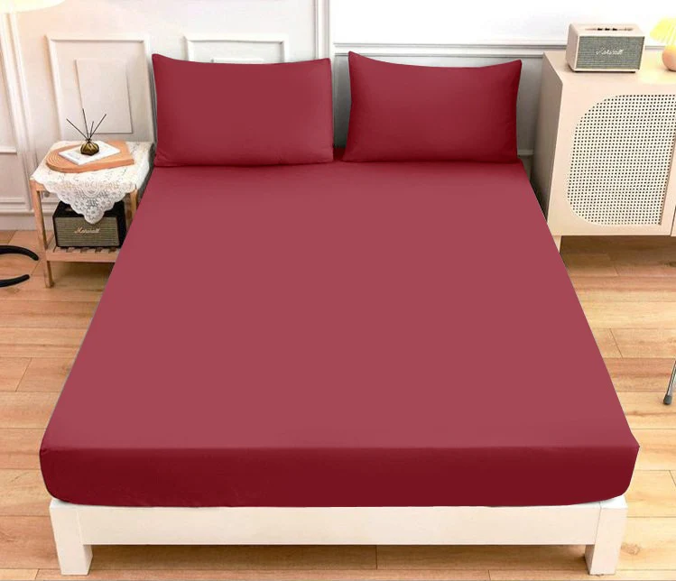 Fitted Bed Sheet Dyed-Maroon - Image 3