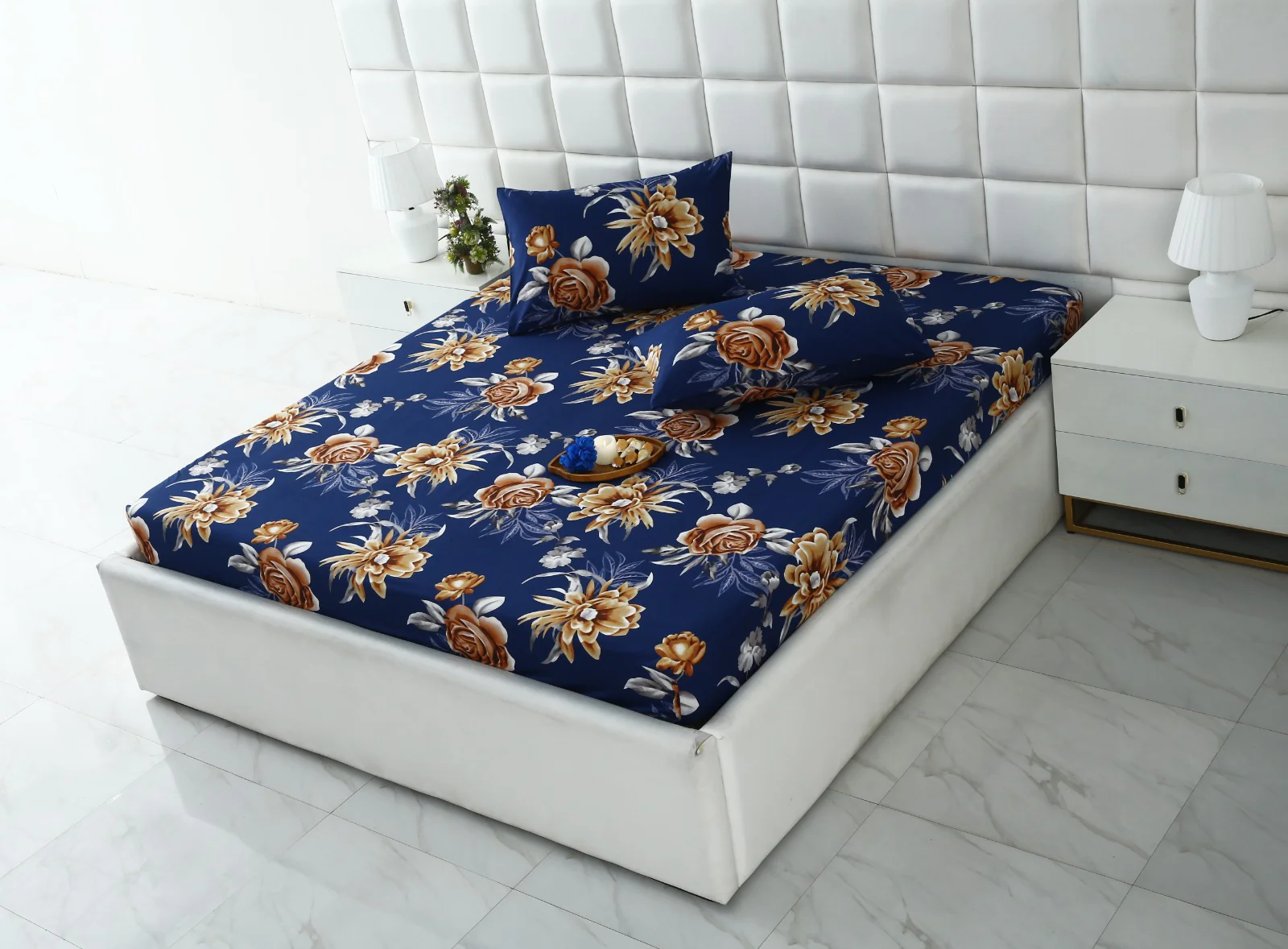 Fitted Bed Sheet-Ethnic Flowers - Image 2