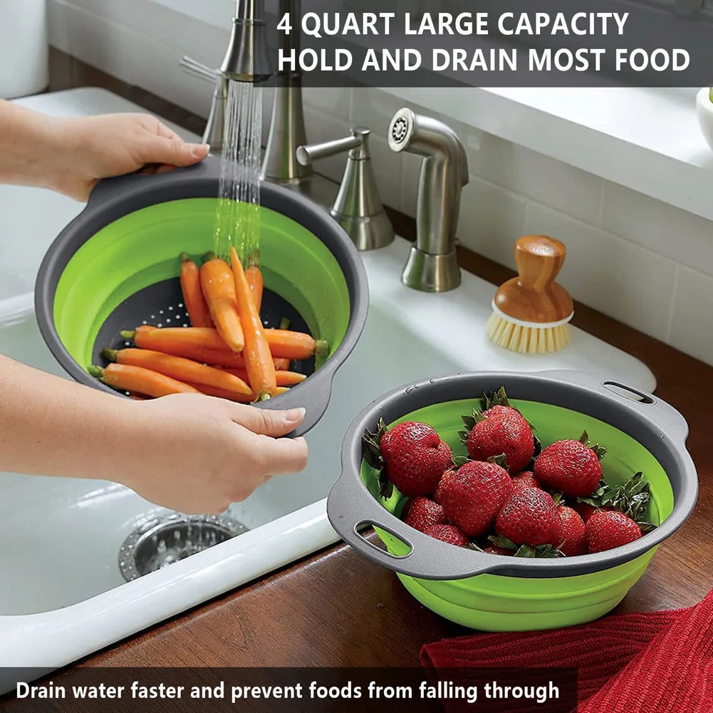 Collapsible Silicone Drain water bucket-Green(Large) - Image 23