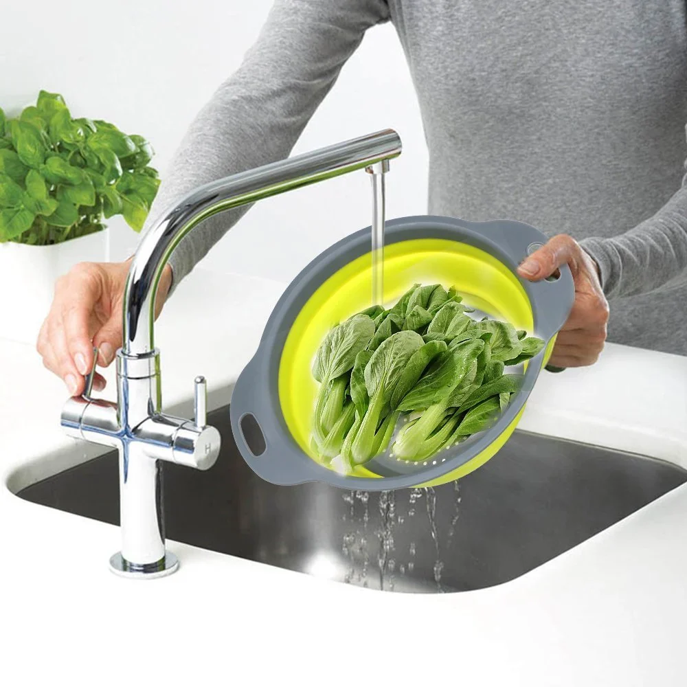 Collapsible Silicone Drain water bucket-Green(Large) - Image 3
