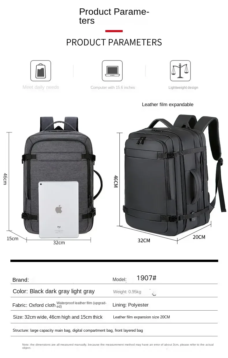 Large Capacity Multifunctional Extensible Rechargeable Hand-held Backpack-SA2408-271 - Image 12