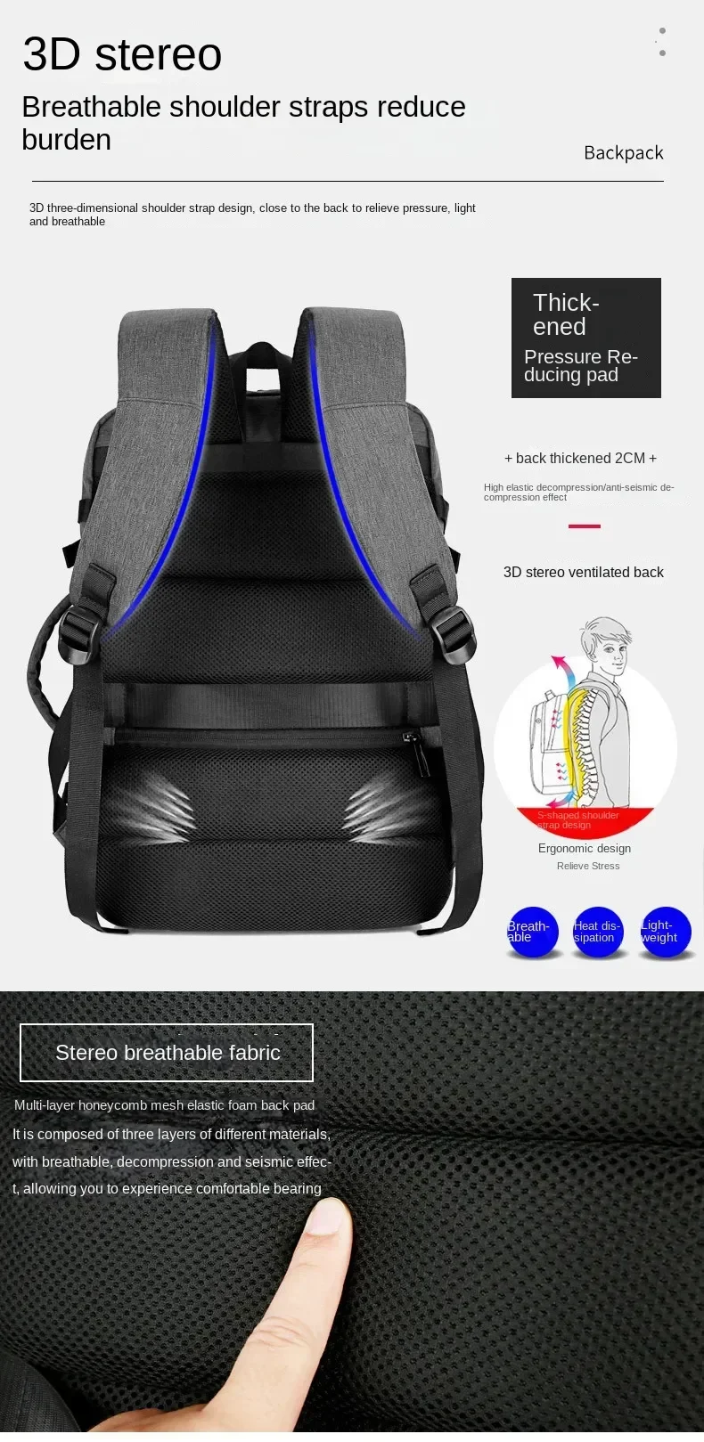 Large Capacity Multifunctional Extensible Rechargeable Hand-held Backpack-SA2408-271 - Image 6