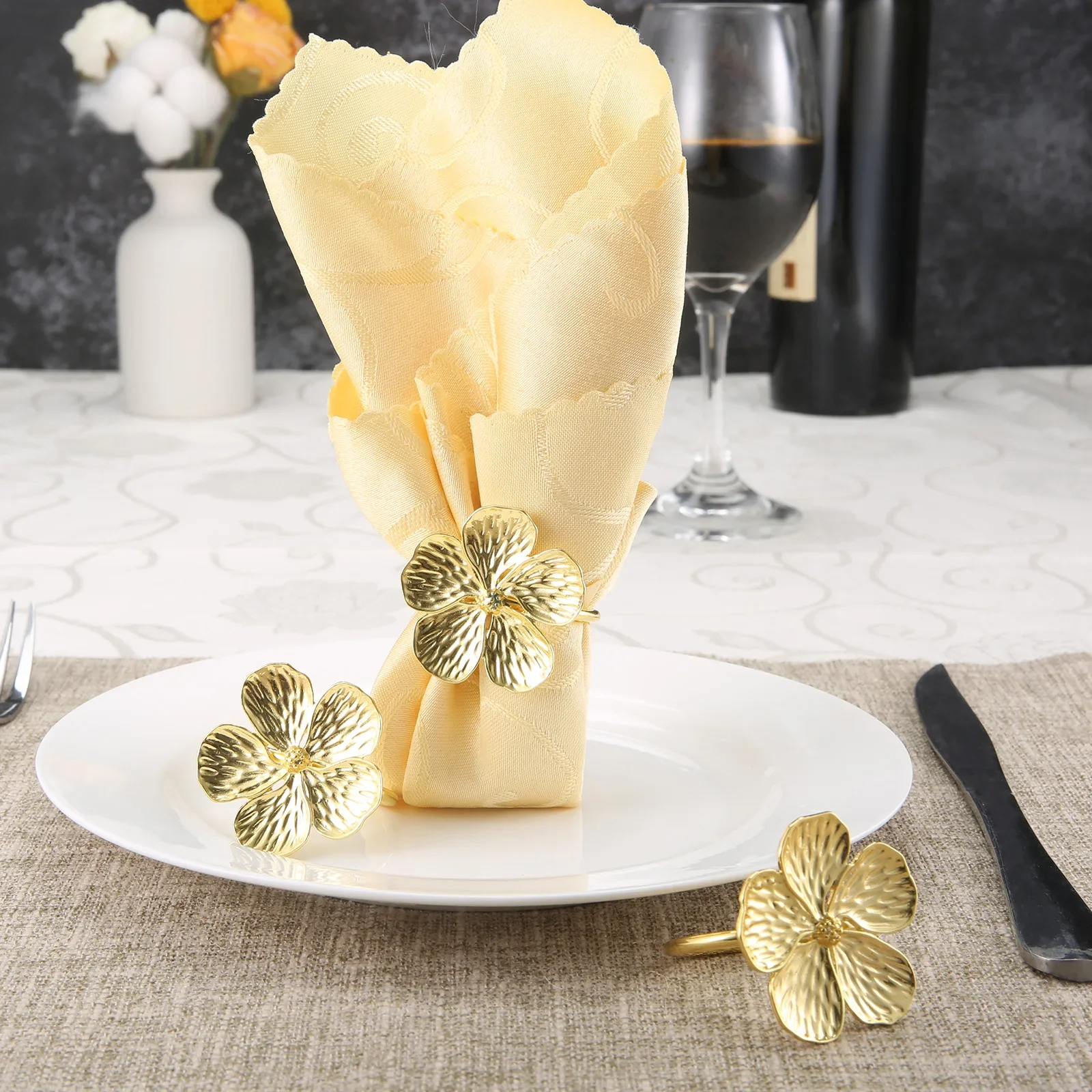 Napkin Holder Rings-Golden Jasmin - Image 4