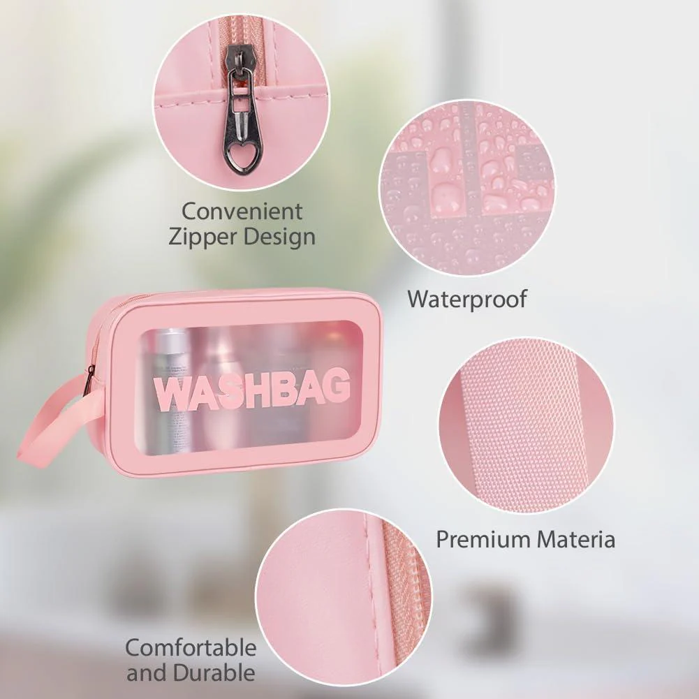 Portable Makeup Organizer Bag WASHBAG-(5738)Pink Small(SA2405-118) - Image 2