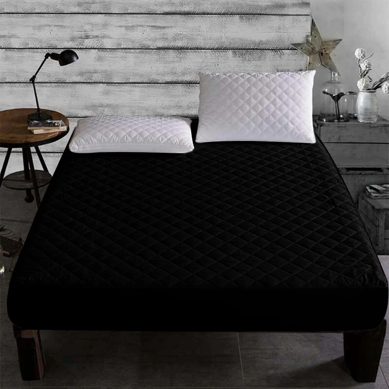 Quilted Waterproof Mattress Protector-Black - Image 2