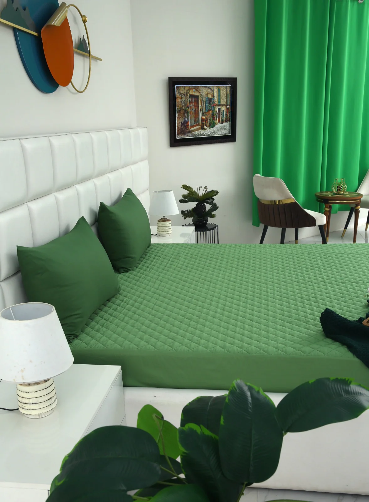 Quilted Waterproof Mattress Protector-Green - Image 2