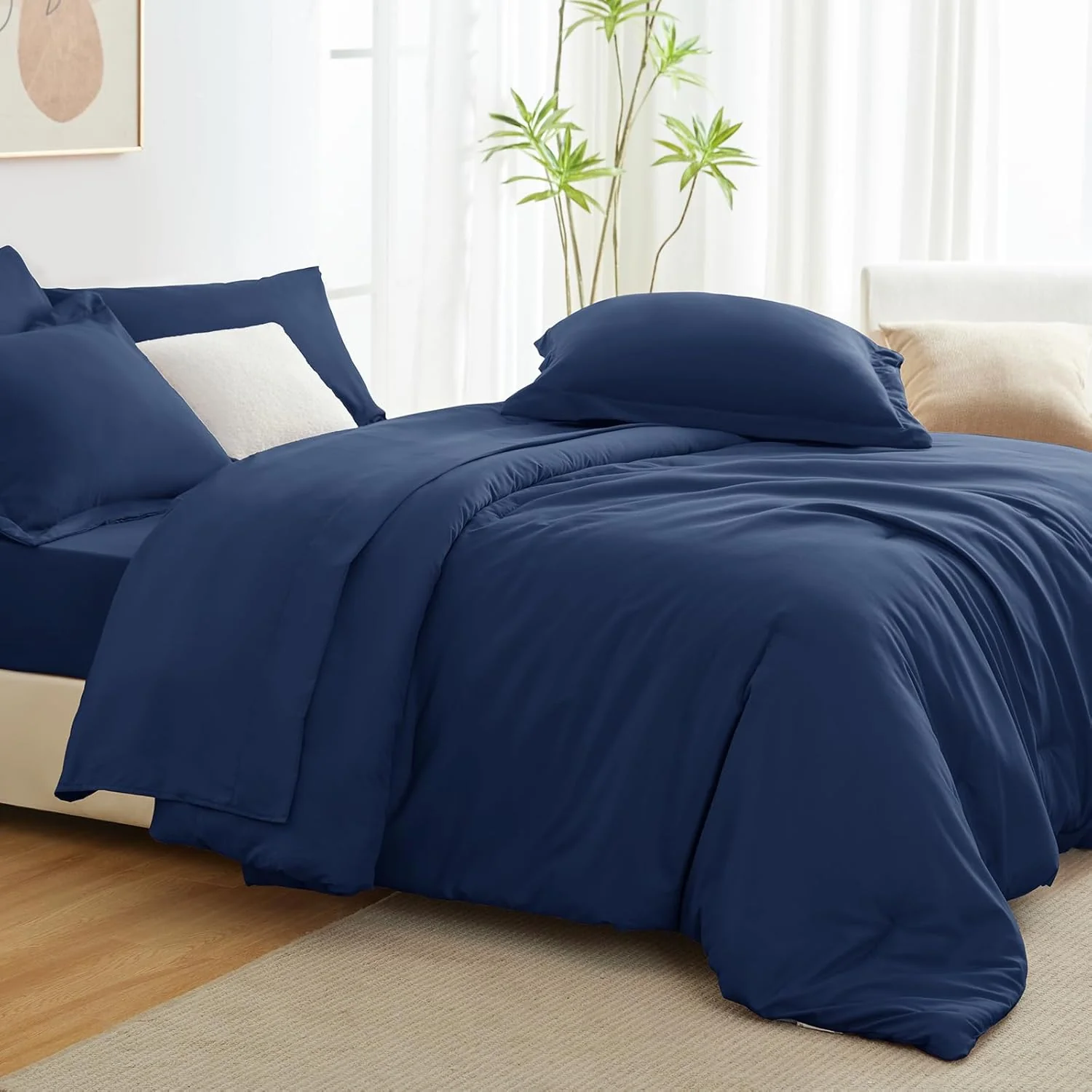 Solid Duvet Cover-Navy Blue - Image 2