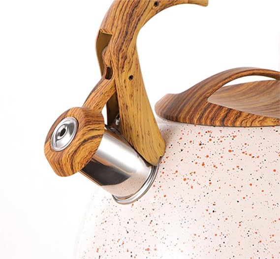 Stainless Steel One Touch Button Whistle Teapot with Anti Scalding Handle-Beige - Image 10