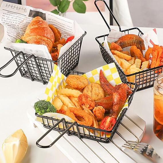 Stainless Steel Top Square Snack Basket-14521Black - Image 3