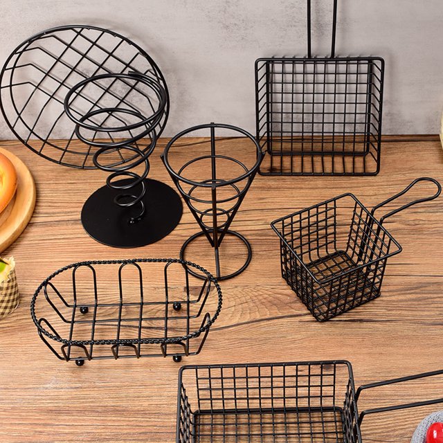 Stainless Steel Top Square Snack Basket-14521Black - Image 5
