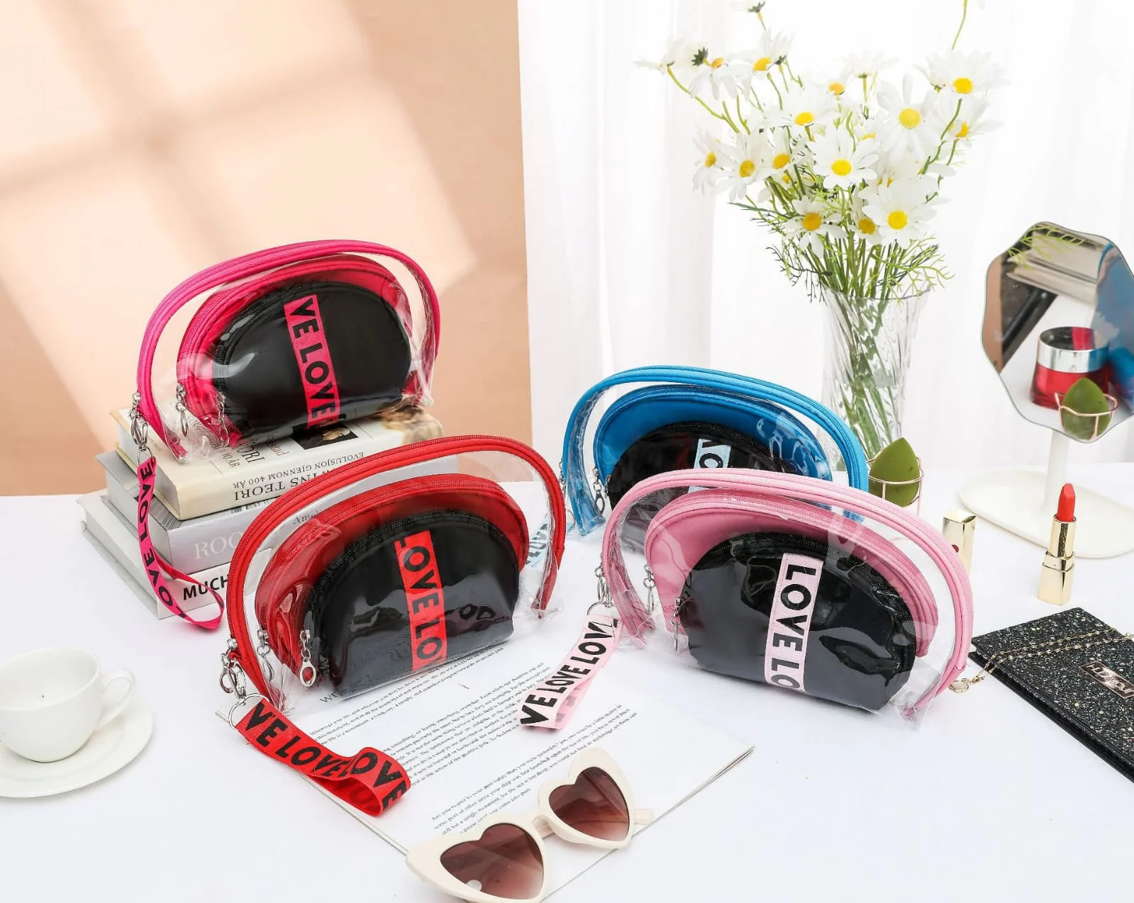 3Pcs Waterproof Portable Makeup Organizer Bag-LOVE(SA2405-113) - Image 23