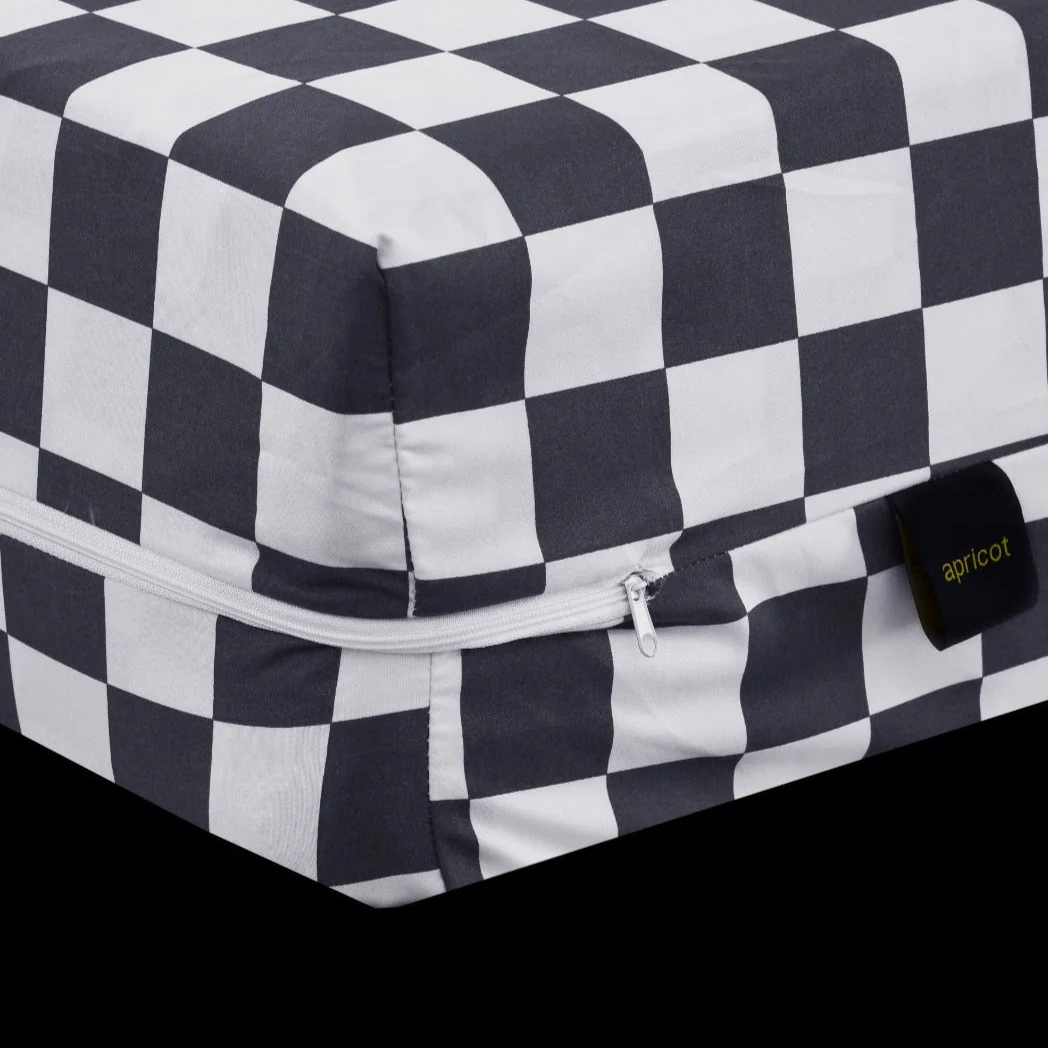 Zipper Mattress Cover Printed-Grey Chess - Image 2