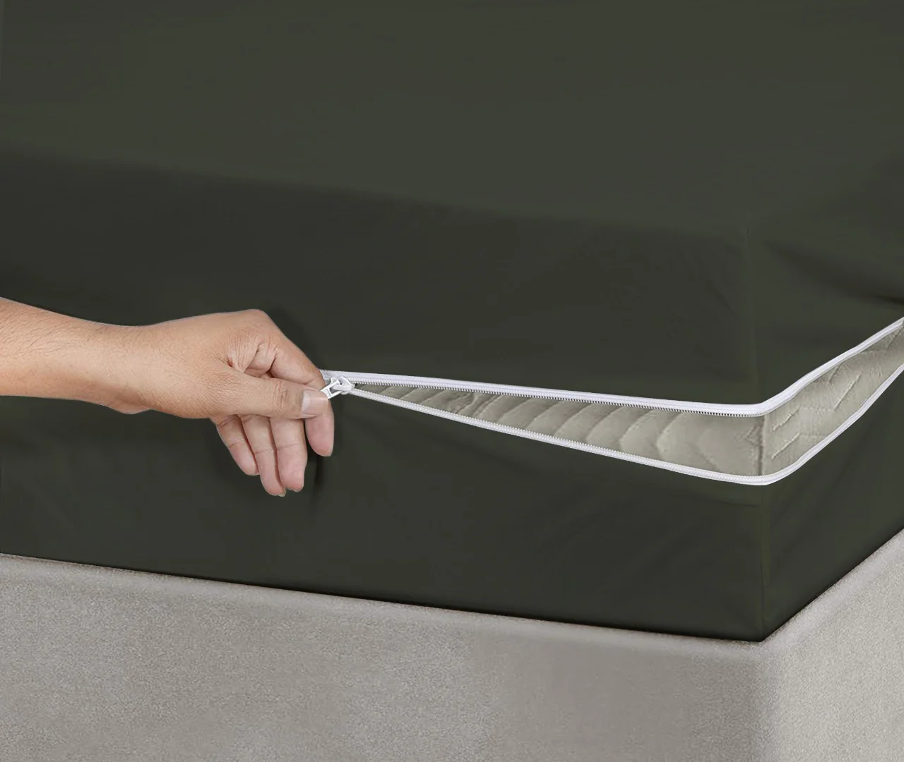 Zipper Mattress Cover-Olive Green